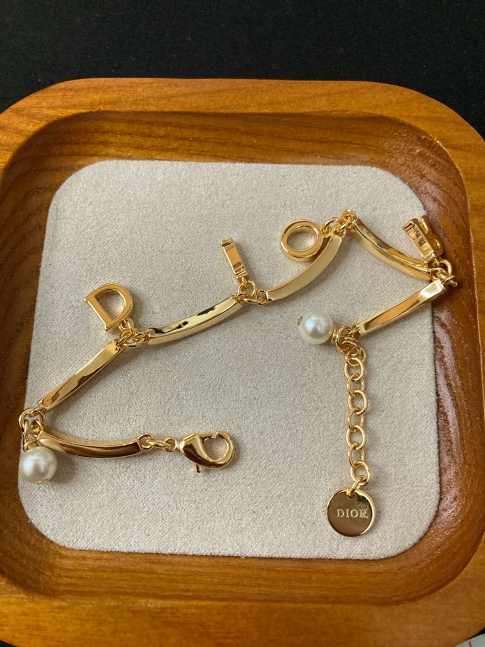 Dior Gold-Tone Charm Bracelet with Faux Pearls - Picture 3 of 4